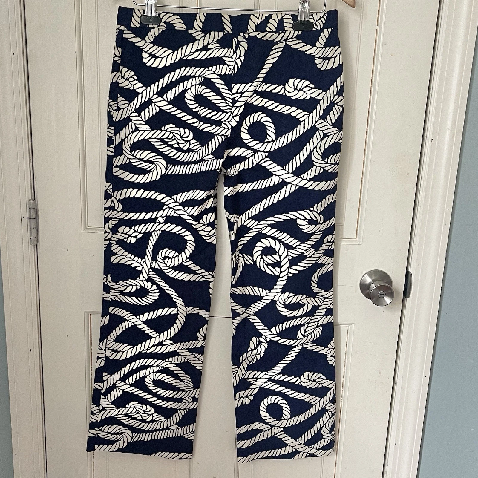 Moschino Pantaloni Crop Gamba Dritta Nautica 10 Blu Navy Coastal Preppy Designer