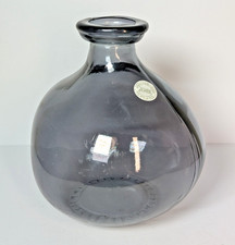 Handmade Recycled Art Glass Vase SAN MIGUEL VIDRIOS Smokey Blue Bubble SPAIN