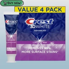 Crest 3D White Advanced Luminous Mint Teeth Whitening Toothpaste, Crest new