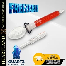 10.5" Glycerin FREEZE Vapor Straw Spoon Bowl Wax Tobacco QUARTZ GLASS | RED