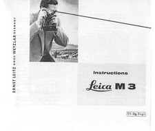 Leica M 3 Camera Instruction Manual Reprint