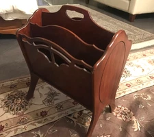 Vintage Magazine Rack Butler Mahogany 4 Section.  #850