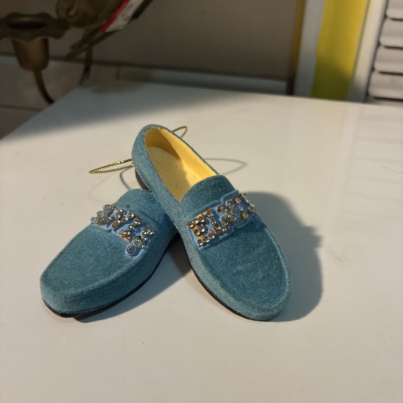 Kurt Adler Christmas Ornament Elvis Presley Blue Suede Shoes With Rhinestones