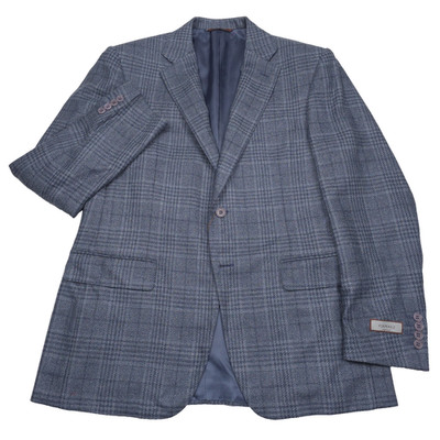 Canali Sport Coat Mens Size 40S (Italy 50C) Light Green Plaid Wool Silk