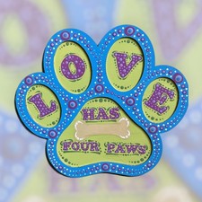 Hand-Painted Mandala Paw Print Magnet – Love Has Four Paws Cute Pet Lover Decor