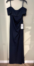 Xscape Women's Off the shoulder Rhinestone Gown Color: Navy NEW!
