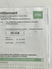 X8AGW Private Number Plate X8 AGW Personal Registration On Retention
