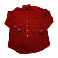 Vintage Chaps Ralph Lauren Mens Shirt Long Sleeve Red Size 17 32/33 Royal Logo
