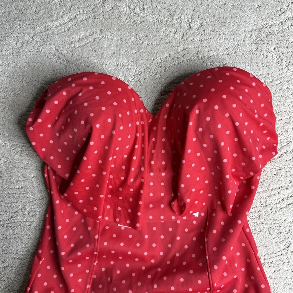 Women’s SPANX 14 Polka Dot Strapless One Piece Bathing Suit Tummy Control Swim - Image 2 of 4