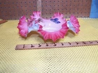 FENTON Bride's Bowl, Pink Ruffled Edge Silvercrest w/ Hand Painted Flowers