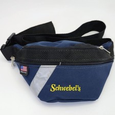 Rare Schwebel's Navy Blue 2 Pocket Adjustable Fanny Pack Zip Closure Made In USA