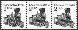 US Scott #2226 2¢ Locomotive Transportation MNH Coil Strip of 3 - 1987
