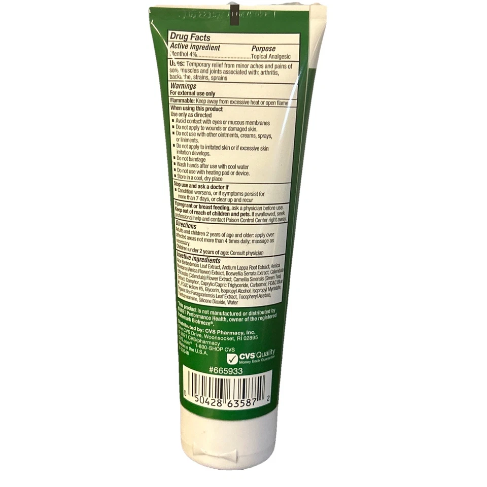 2 pack Menthol Pain Relief Gel Compare Biofreeze Exp 4/2028 3 Fl Oz Each - Image 3 of 3