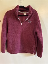 PINK Victoria Secret Fleece Half Zip Pullover Woman s Small Dark Red