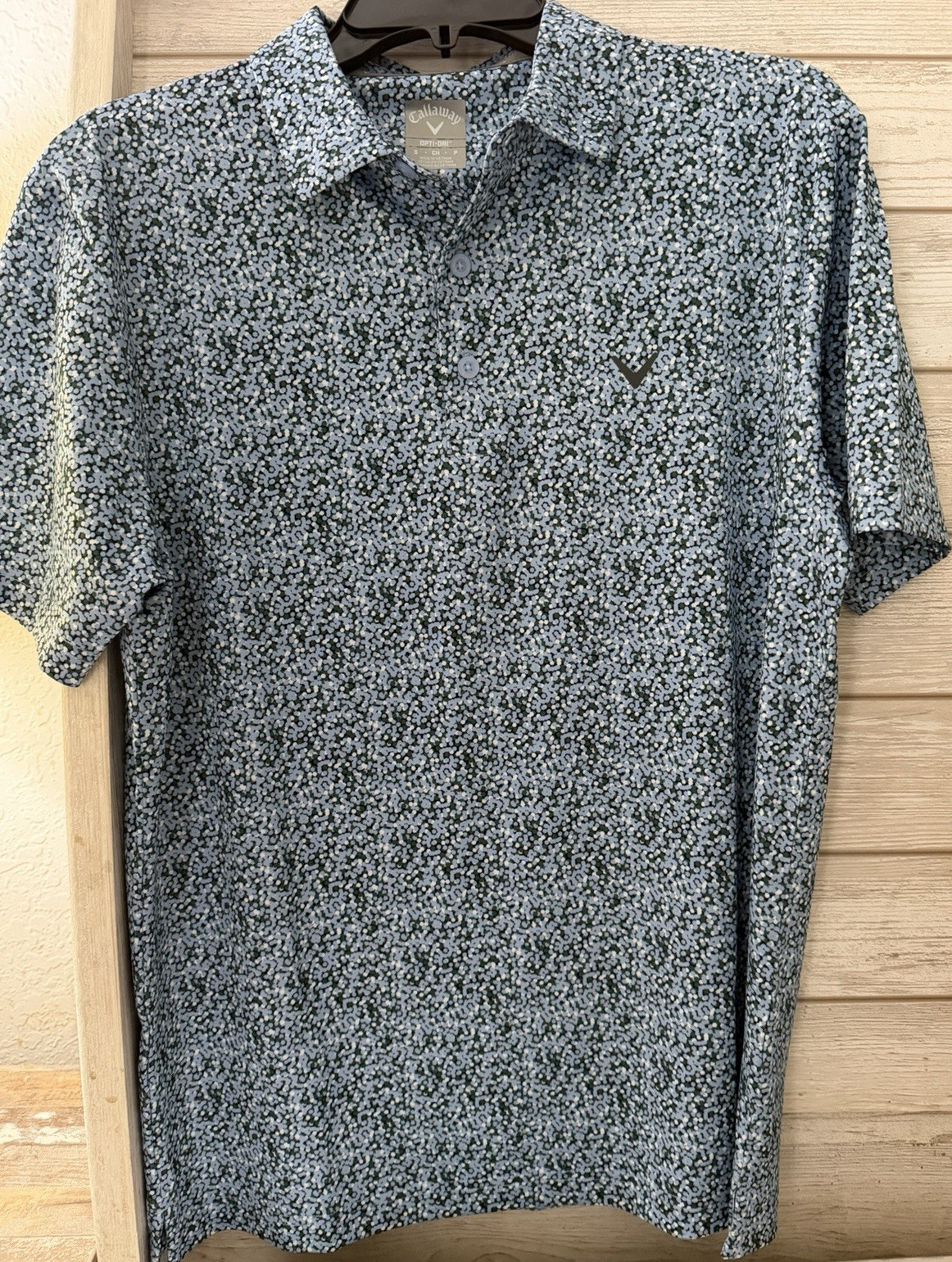 Callaway Men's Solid Blue White Polo Shirt M 100% Polyester Short Sleeve