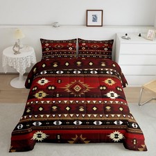 Kids Western Comforter Set King Size, Southwestern Aztec Bedding Set Boho Tri...