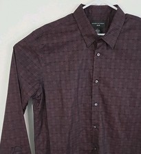 Shaquille O'Neal XLG NWT Burgundy Print Long Sleeve Button Up Shirt Size XLT 65