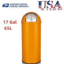 17 Gal / 65L Commercial Trash Can Brushed Stainless Steel for Outdoor Office