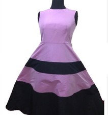 CAROLINA HERRERA Pink Black tulle Belted Sleeveless Midi Dress Size 2