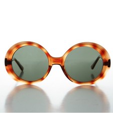 Brown Oversized Round Mod Vintage Sunglasses - Opal
