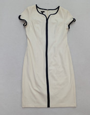 Talbots Women's Dress Size 8 Ivory Cream Sheath Short Sleeve