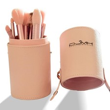 13 PCS Professional Makeup Brush Set Storage Holder Leather Case Pink
