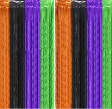 2 Pack Halloween Foil Fringe Curtains Party Decoration, 3.3 x 6.6ft