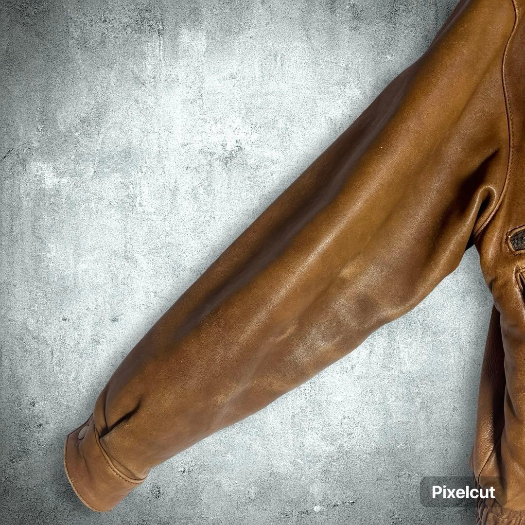 A2 Map Pattern Flight Jacket L Sheep Leather Agin… - image 4