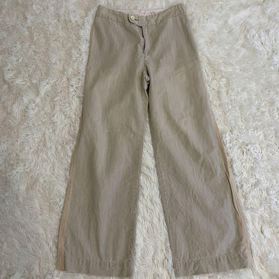 #ad BEIGE Straight Pants Zipper Back Pocket Button Waist 34cm Used $66.99