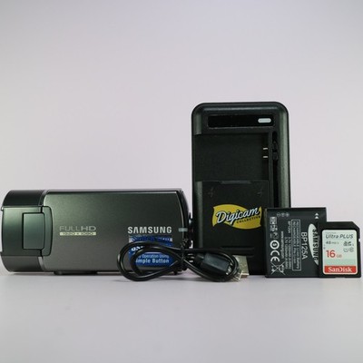 Samsung HMX-Q10TP Handheld High Definition Camcorder Silver Tested Full Set
