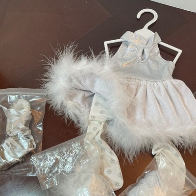 18  doll White Silver Doll Clothing  with Dress, Headband, Shoes, tights, ballet