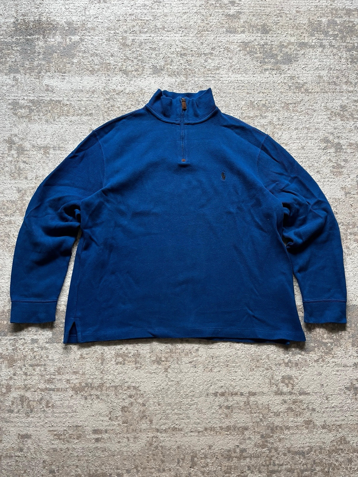 Polo Ralph Lauren felpa collo zip 1 4 blu piccolo pony taglia L