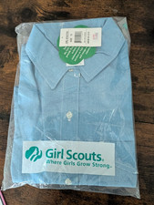 VTG Brownie Girl Scouts NWT Uniform SS Button Shirt Blue
