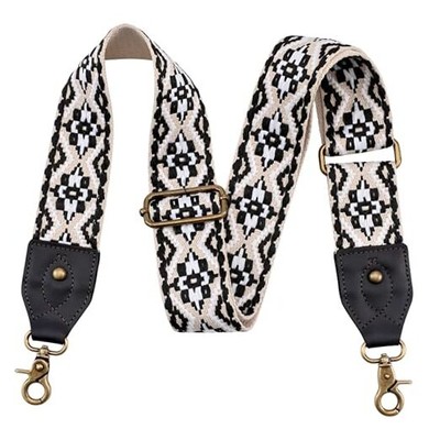  Purse Strap-2''Crazy Horse Leather Wide Shoulder Leather Big Diamond Plaid