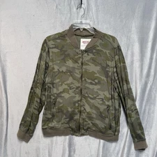 Mossimo Supply Co Women Olive Green Camo Military Style Full Zip Jacket XL Retro