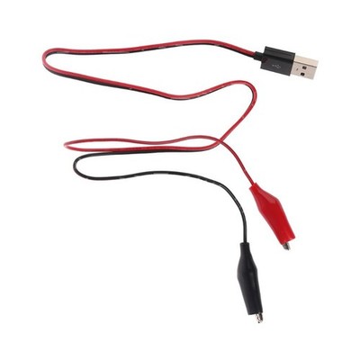 Red And Black 55cm Wire Alligator Test Clips Clamp To USB Male Connector Supply