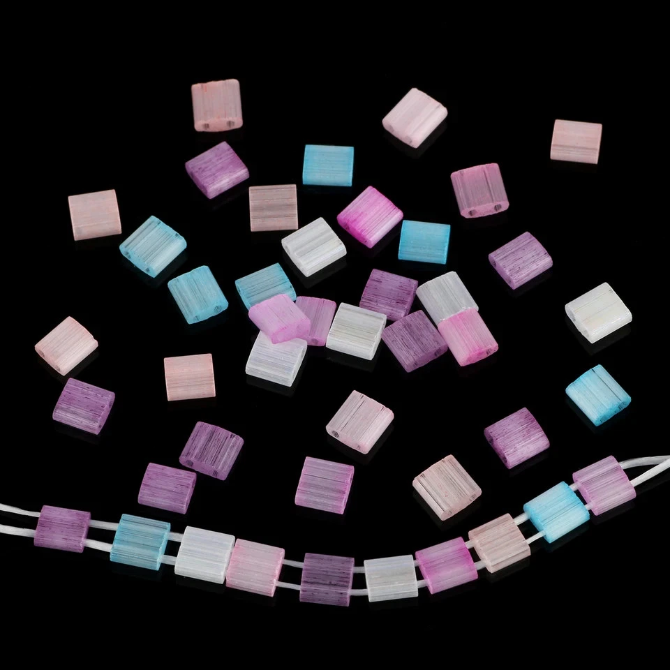 Cuentas de semillas de vidrio checo 2 agujeros 5x5x2 mm 45 estilos fabricación de joyas 50 piezas Foto 4 de 4