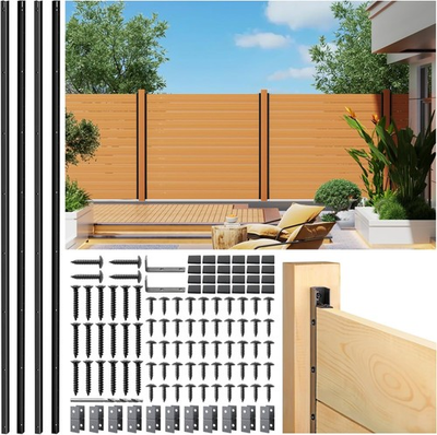#ad 4Pack 6FT Black Metal Backyard Privacy Fence Panels for Outdoor Use $198.90