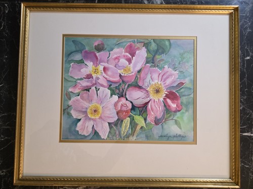 Watercolor Painting By Evelyn Phillips Flowers 19"x23" Mesa Art League - Picture 2 of 6