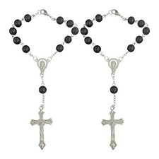 2PCS Rosary for Rearview Mirror, Black Rosary Pendant Car Interior Rear View ...