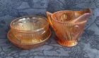 Vintage Jeanette Glass Iris Herringbone Marigold Carnival Glass Lot Of 3