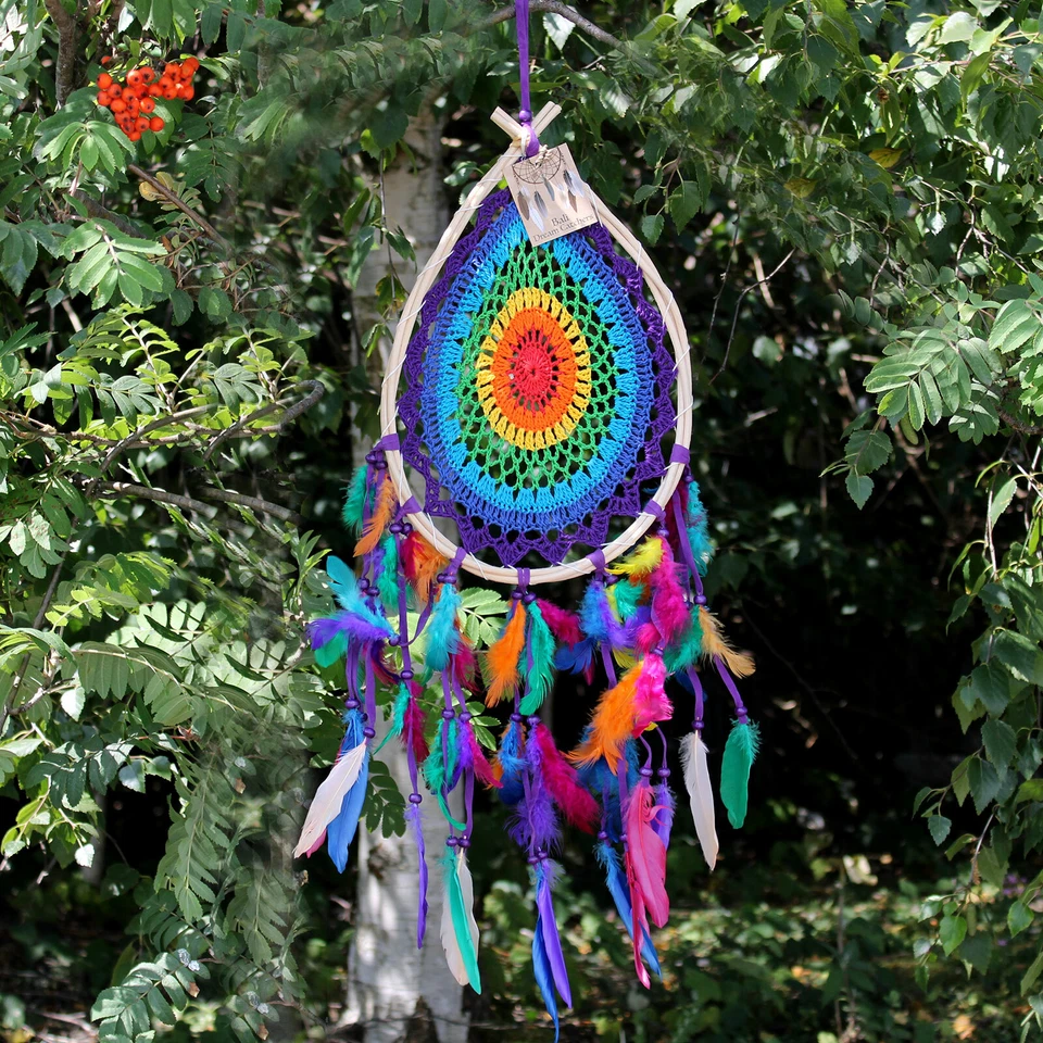 Atrapasueños grande macramé arco iris lágrima - atrapasueños Foto 4 de 4