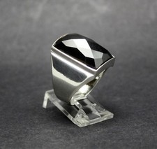 GENUINE BLACK ONYX FACETED RING set in .925 STERLING SILVER fast FREE SHIPPING 