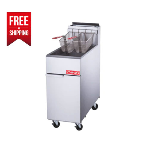 Compass PLG-DCF4-NG Natural Gas 50 lb. Deep Fryer with 4 Tube