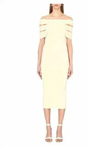 OFF WHITE ABITO AUTORITRATTO BARDOT SPALLE SCOPERTE BIANCO SPORCO TAGLIA UK M L £ 245