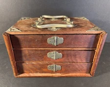 Vintage Mah Jong 3-Drawer Wooden Box Set