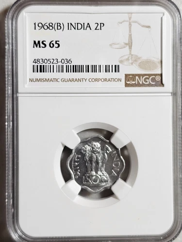 India 2 Paise 1968B NGC MS 65