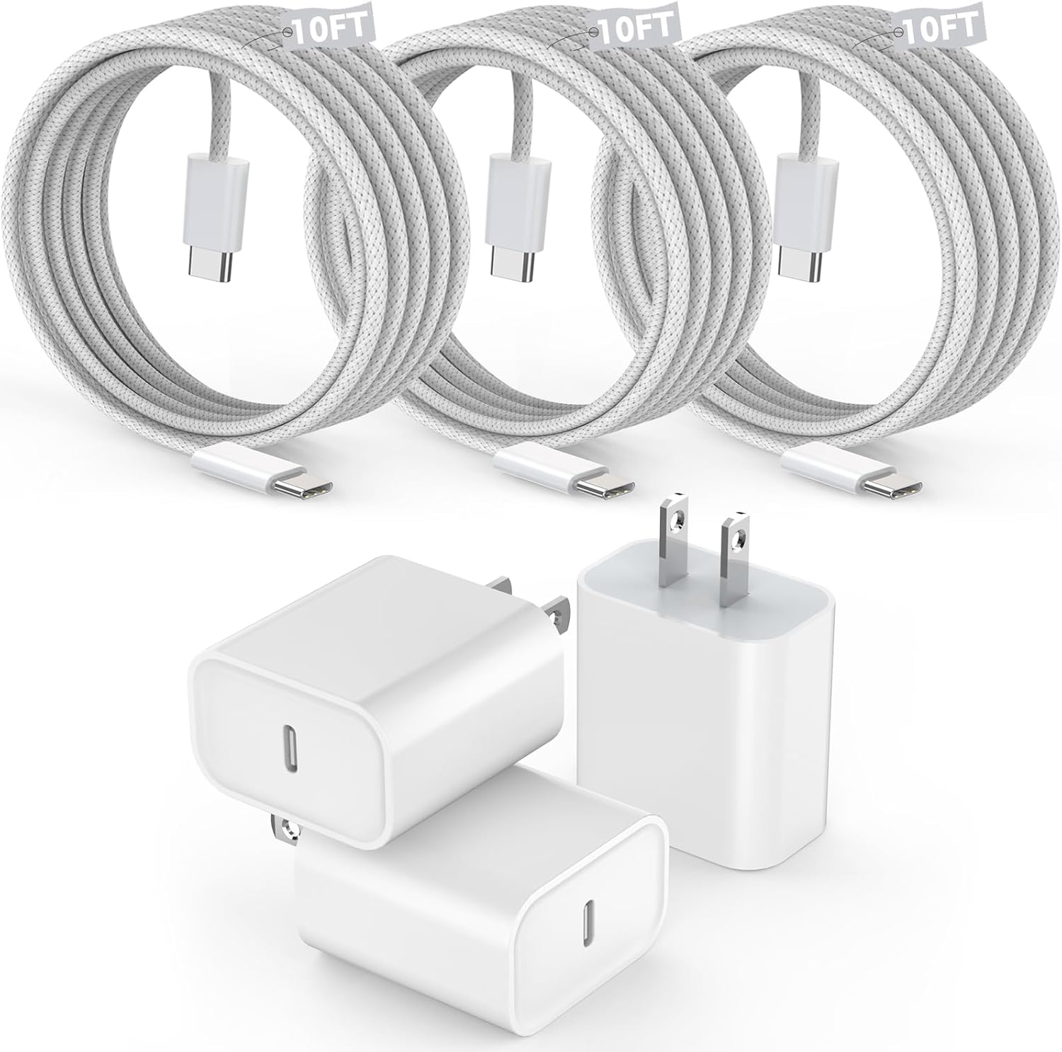 [3 Pack]Long 10FT Iphone 16 15 Charger 20W Fast Wall Charger Block,10Foot USB...