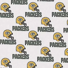 14"L x 60:W NFL Green Bay Packers White Cotton Fabric 1026-W