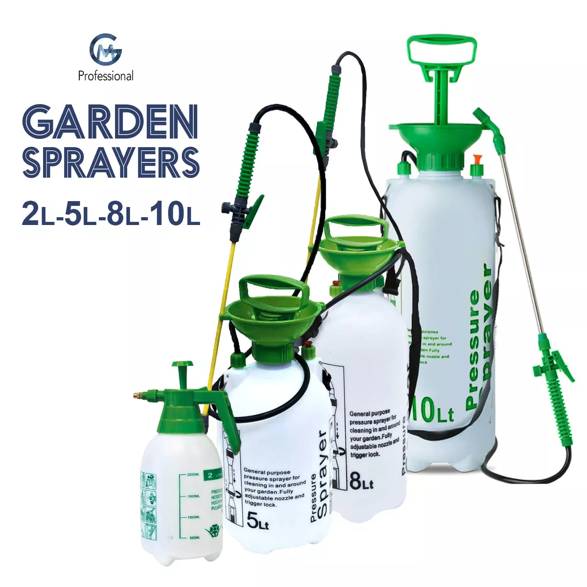 2L,5L,8L & 10L Garden Pressure Weed Spray Bottle Hand Pump Water Plant  Sprayer